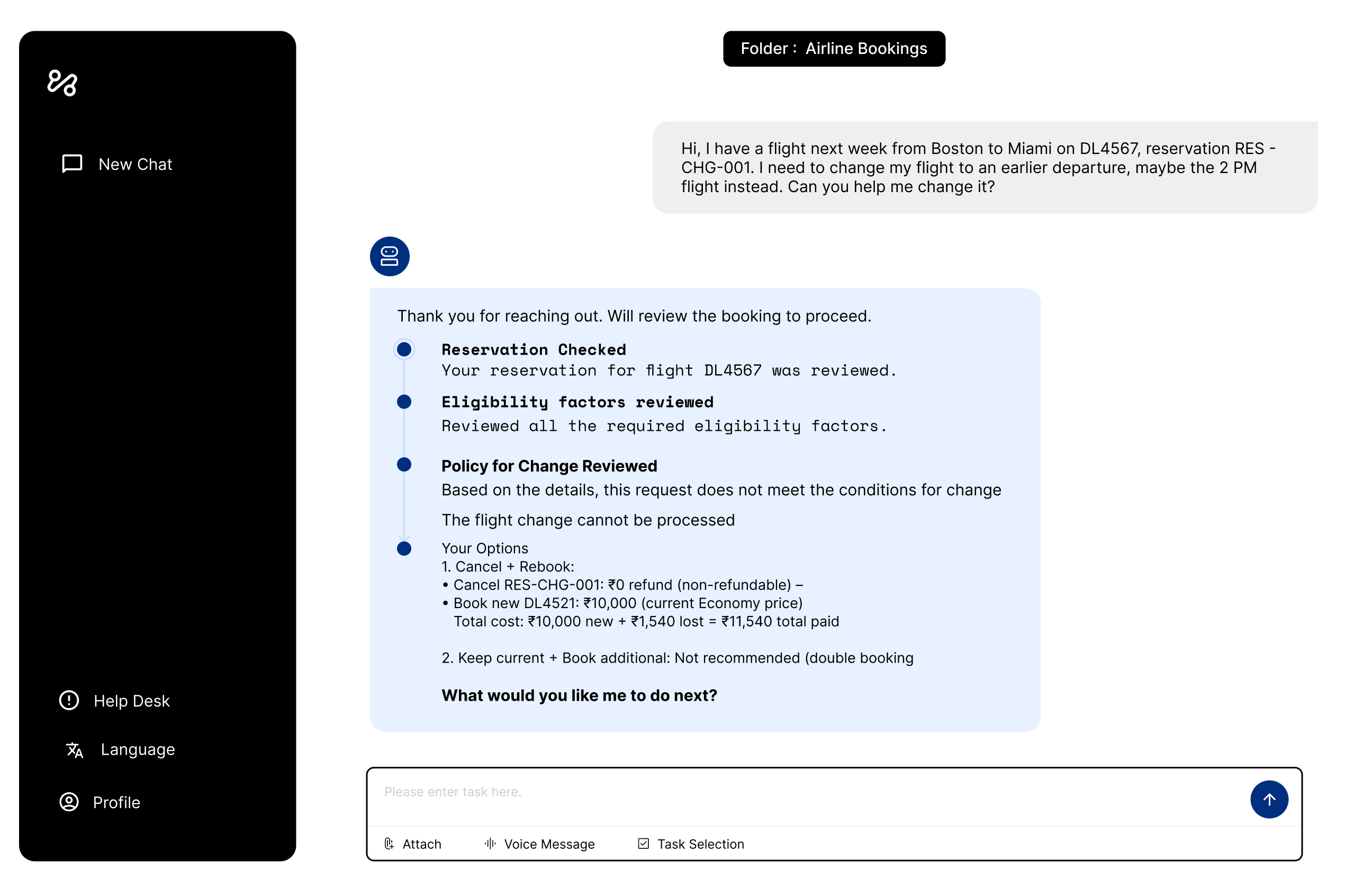 Opaque AI agent interface