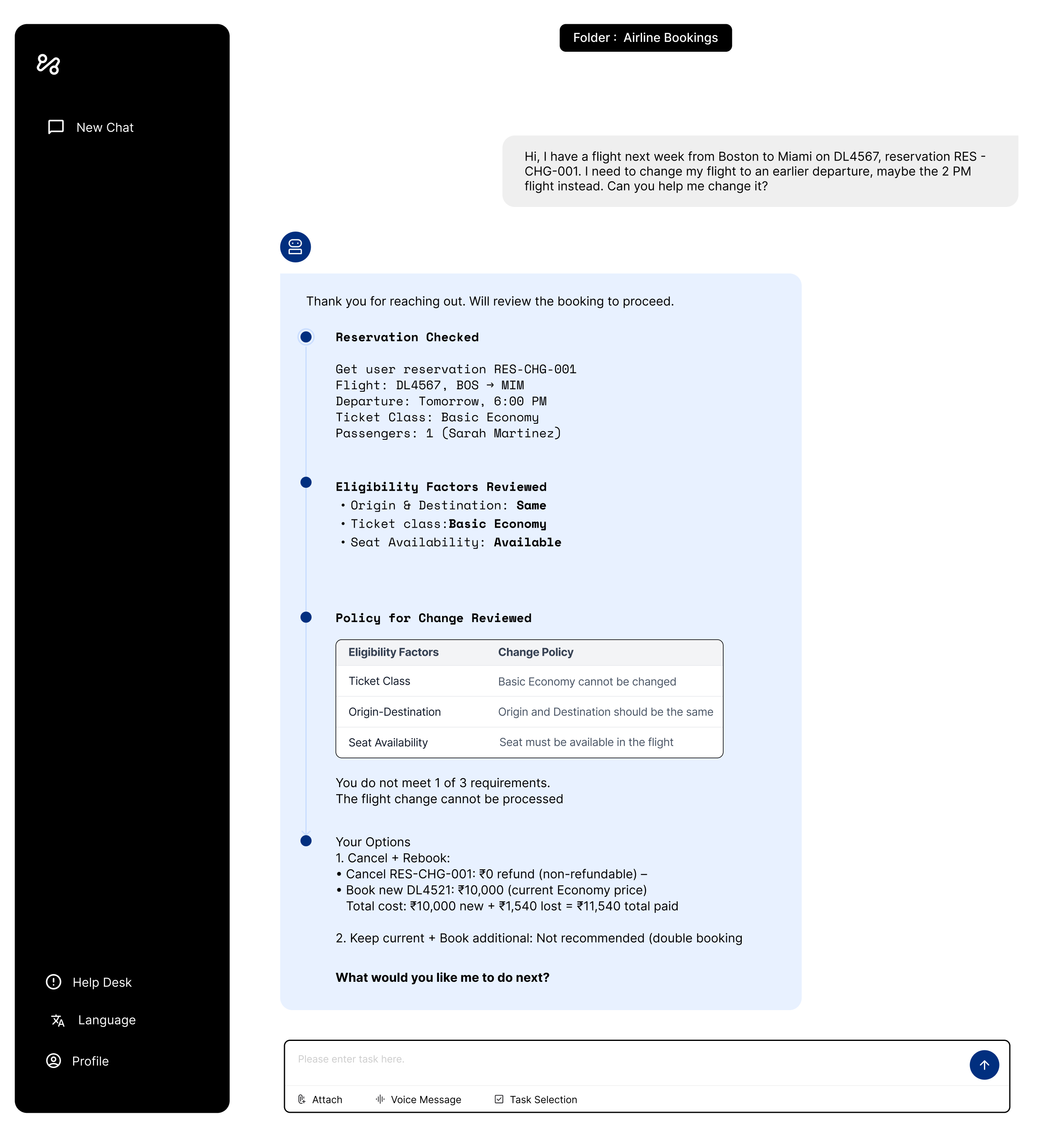 Transparent AI agent interface